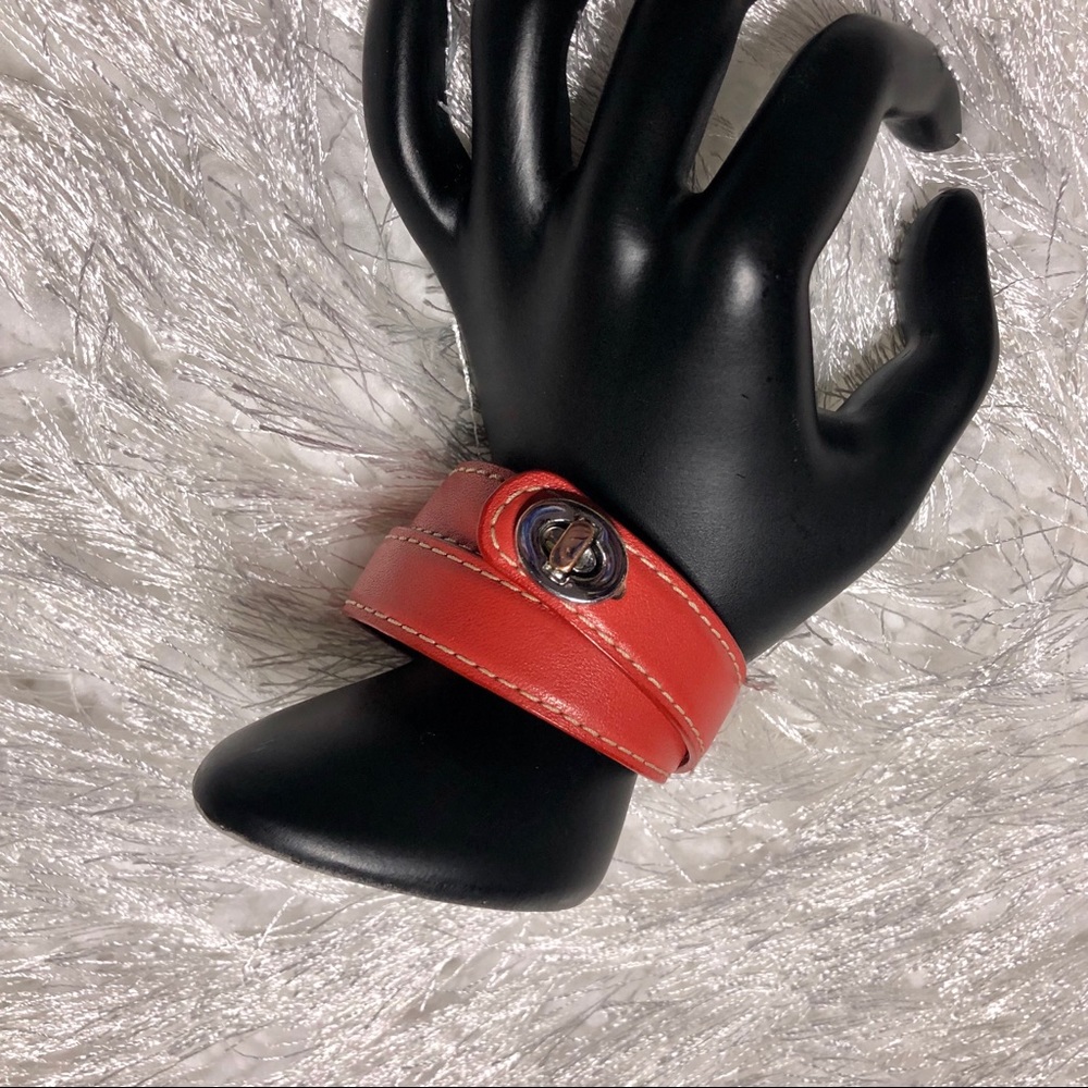 COACH Coral Leather Wrap Around Turn-lock Cuff